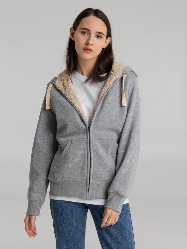 Толстовка унисекс на молнии Sherpa 280, серый меланж — изображение 6