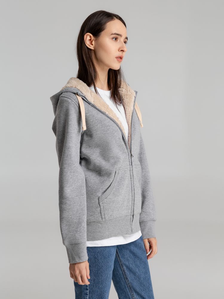 Толстовка унисекс на молнии Sherpa 280, серый меланж — изображение 7