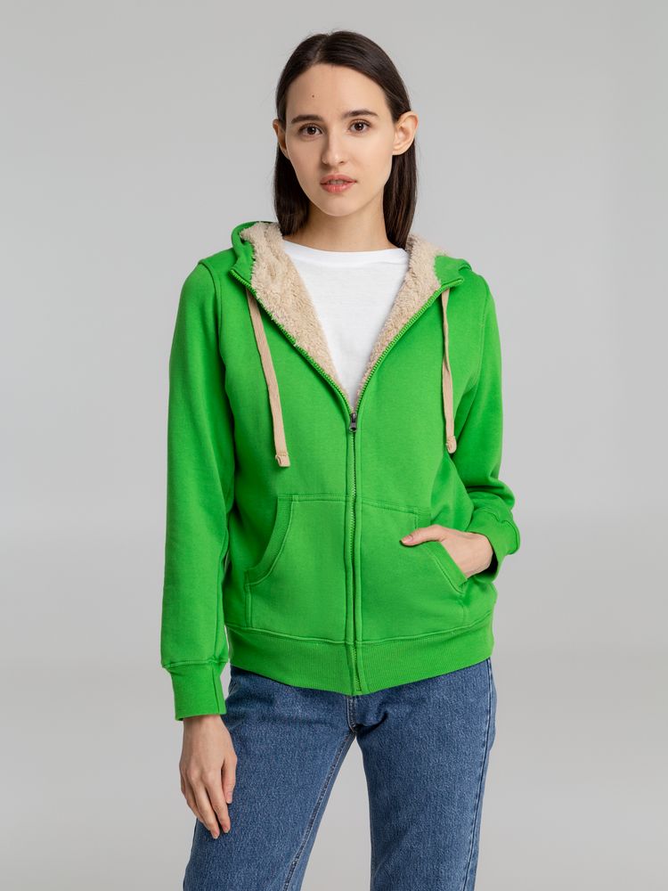 Толстовка унисекс на молнии Sherpa 280, ярко-зеленая — изображение 6