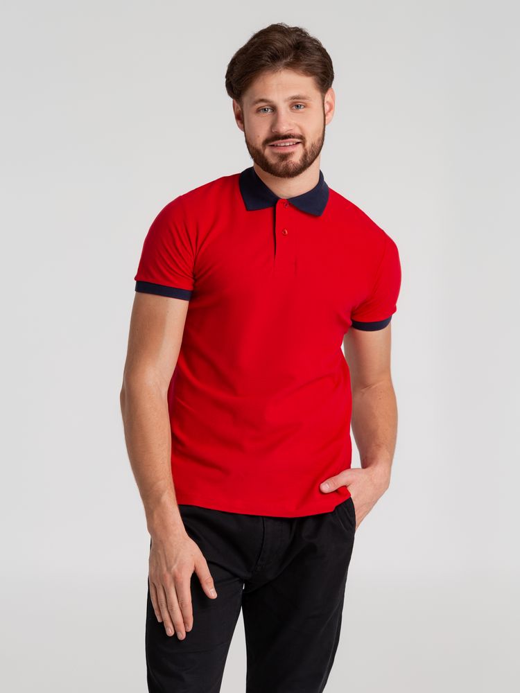 Рубашка поло Prince 190, красная с темно-синим — изображение 5