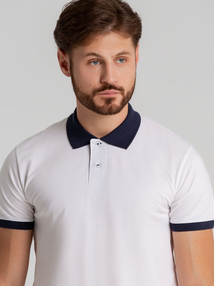 Рубашка поло Prince 190, белая с темно-синим — изображение 6