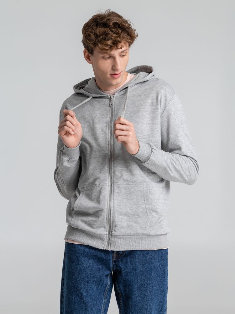 Толстовка на молнии с капюшоном Unit Siverga, серый меланж — изображение 9