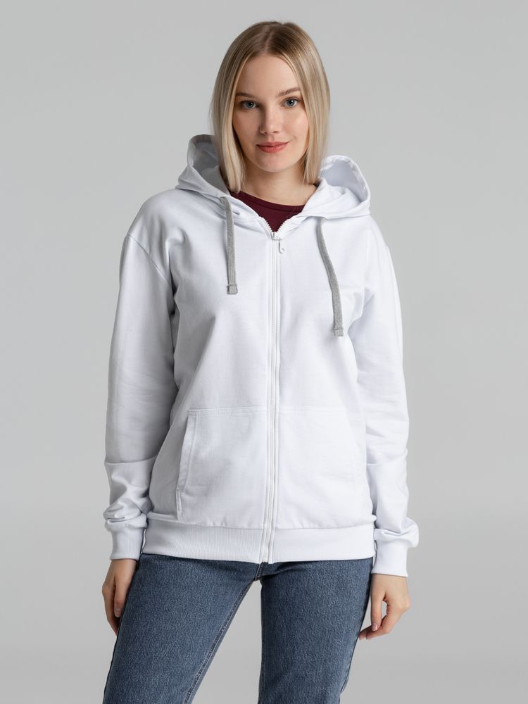 Толстовка на молнии с капюшоном Unit Siverga, белая — изображение 11