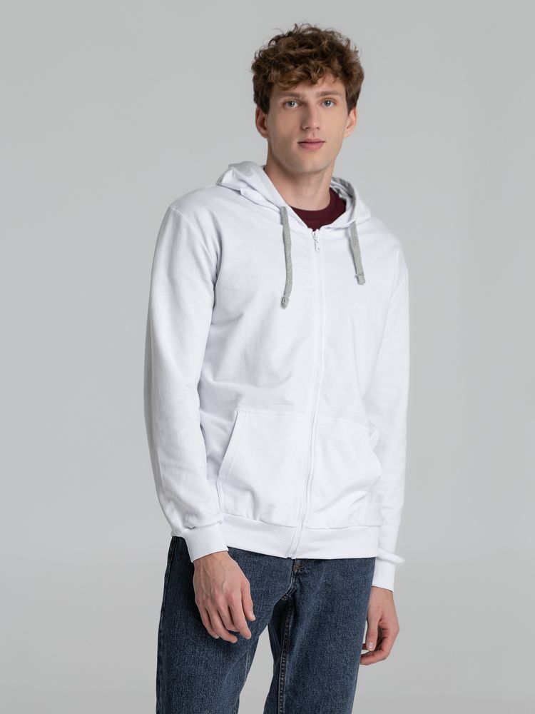 Толстовка на молнии с капюшоном Unit Siverga, белая — изображение 7