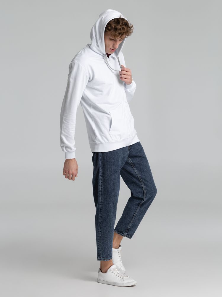 Толстовка на молнии с капюшоном Unit Siverga, белая — изображение 9