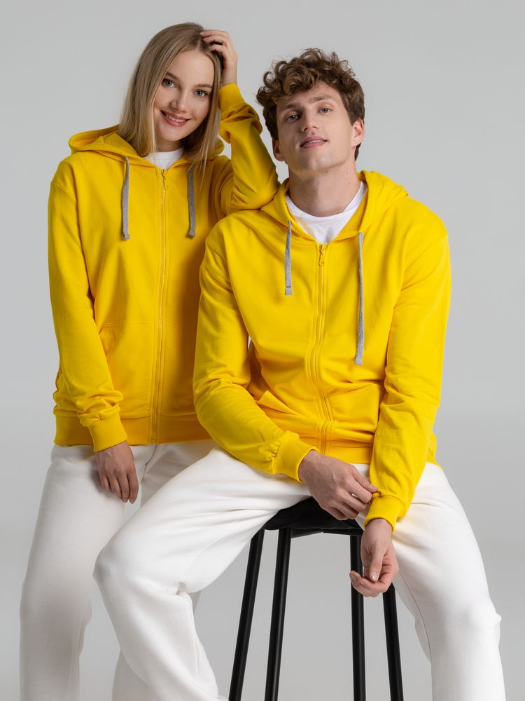 Толстовка на молнии с капюшоном Unit Siverga, желтая — изображение 14