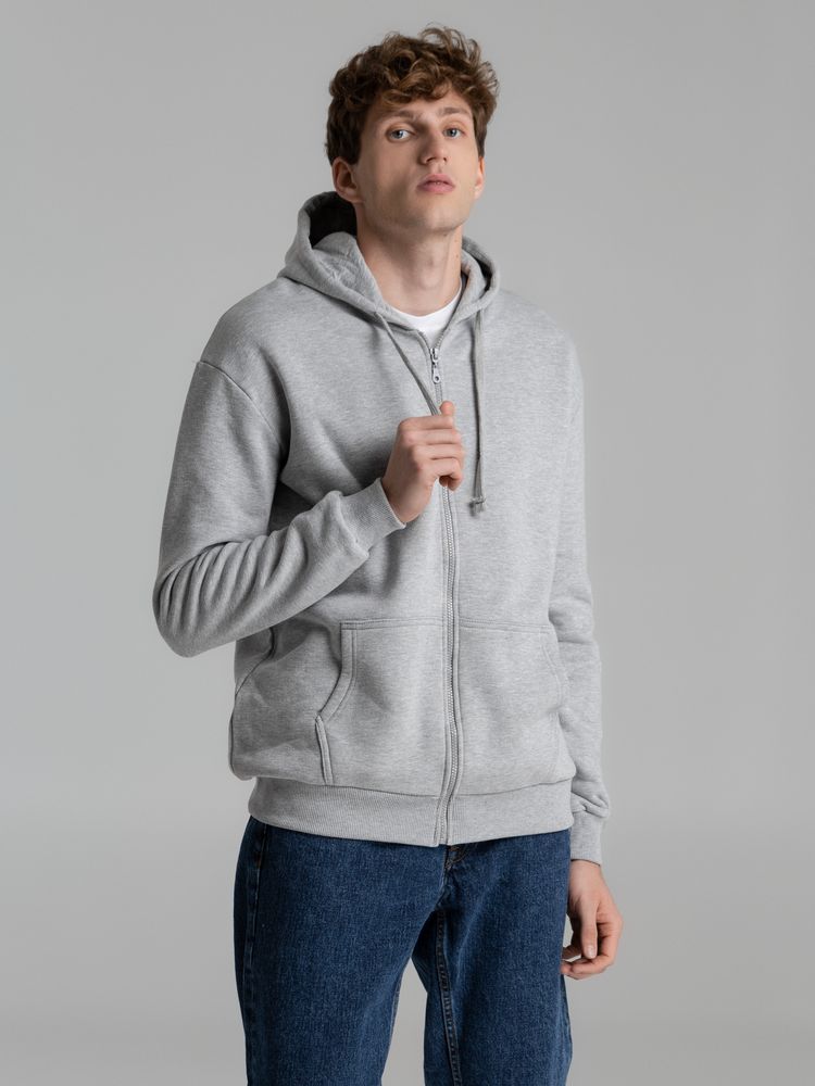 Толстовка на молнии с капюшоном Siverga Heavy 2.0, серый меланж — изображение 7