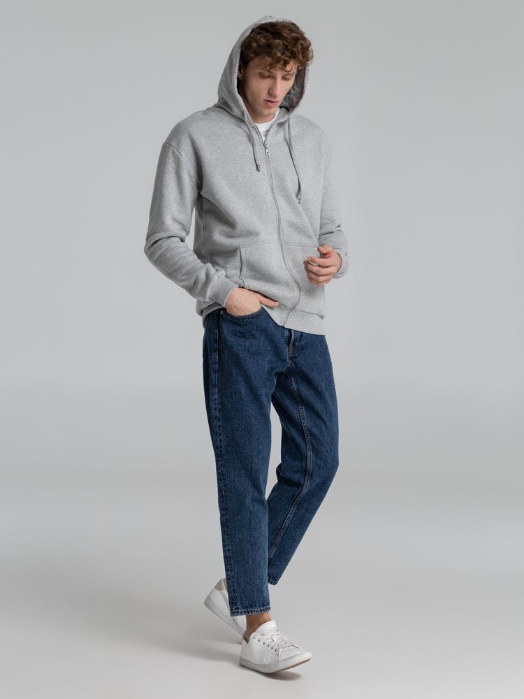 Толстовка на молнии с капюшоном Siverga Heavy 2.0, серый меланж — изображение 10