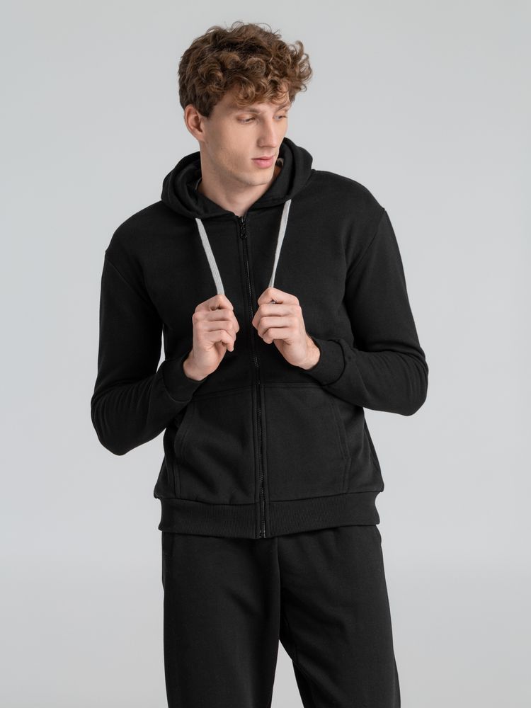 Толстовка на молнии с капюшоном Unit Siverga Heavy, черная — изображение 10