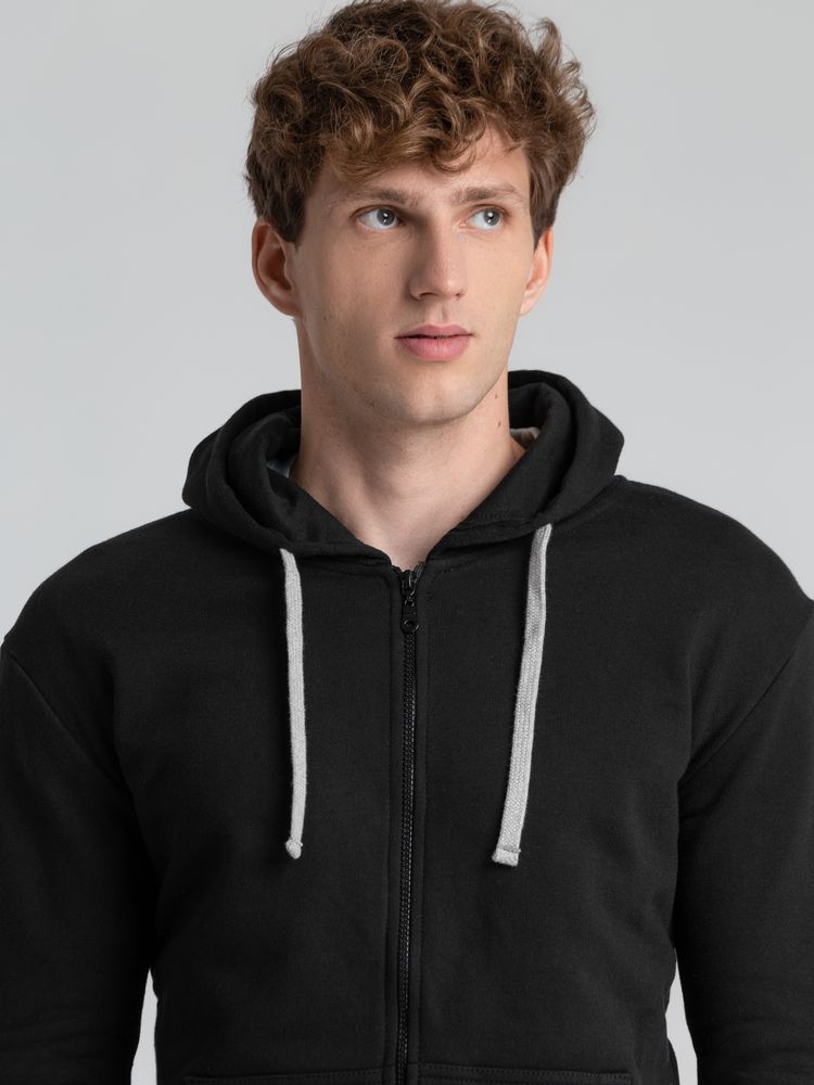 Толстовка на молнии с капюшоном Unit Siverga Heavy, черная — изображение 12