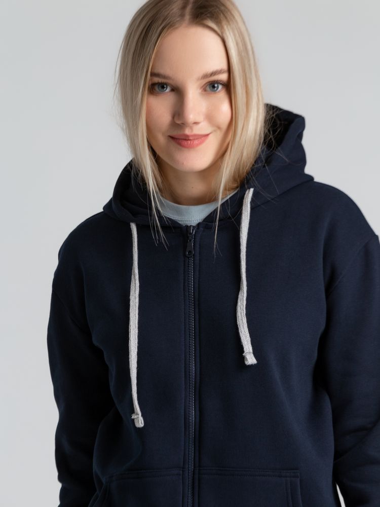 Толстовка на молнии с капюшоном Unit Siverga Heavy, темно-синяя — изображение 9