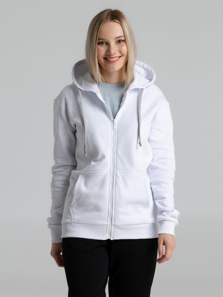 Толстовка на молнии с капюшоном Unit Siverga Heavy, белая — изображение 11