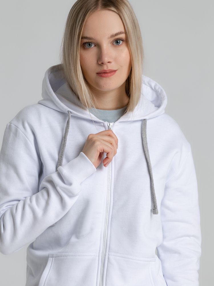 Толстовка на молнии с капюшоном Unit Siverga Heavy, белая — изображение 13