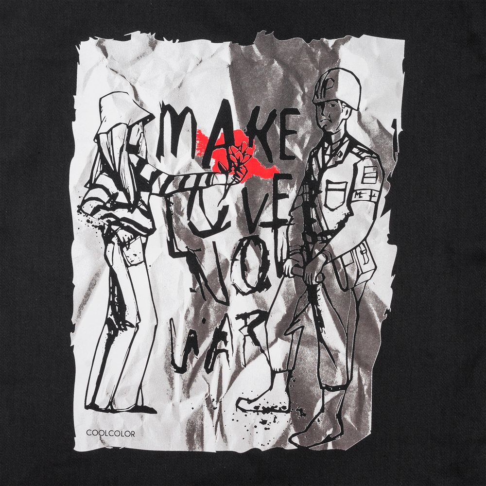 Холщовая сумка Make Love, черная с красными ручками — изображение 6