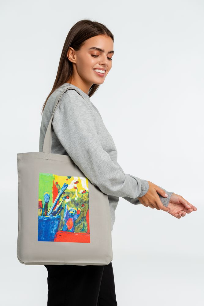 Холщовая сумка Artist Bear, серая — изображение 5