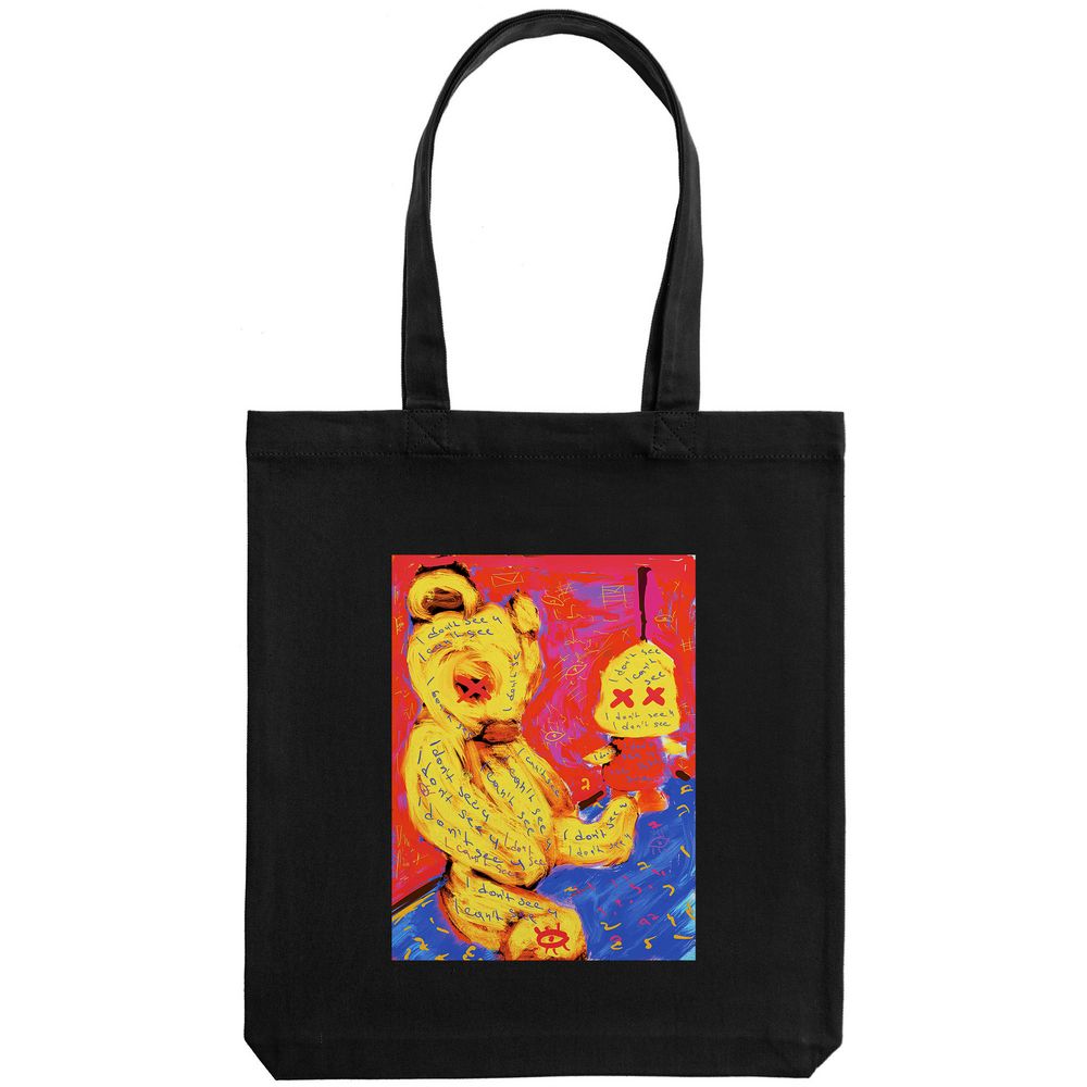 Холщовая сумка I Don't See You, черная — изображение 3