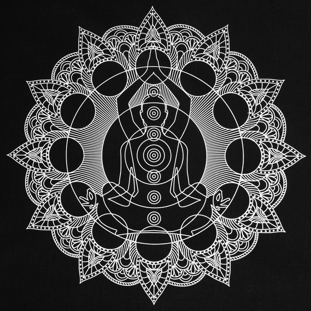 Холщовая сумка Chakraday, черная с белыми ручками — изображение 5