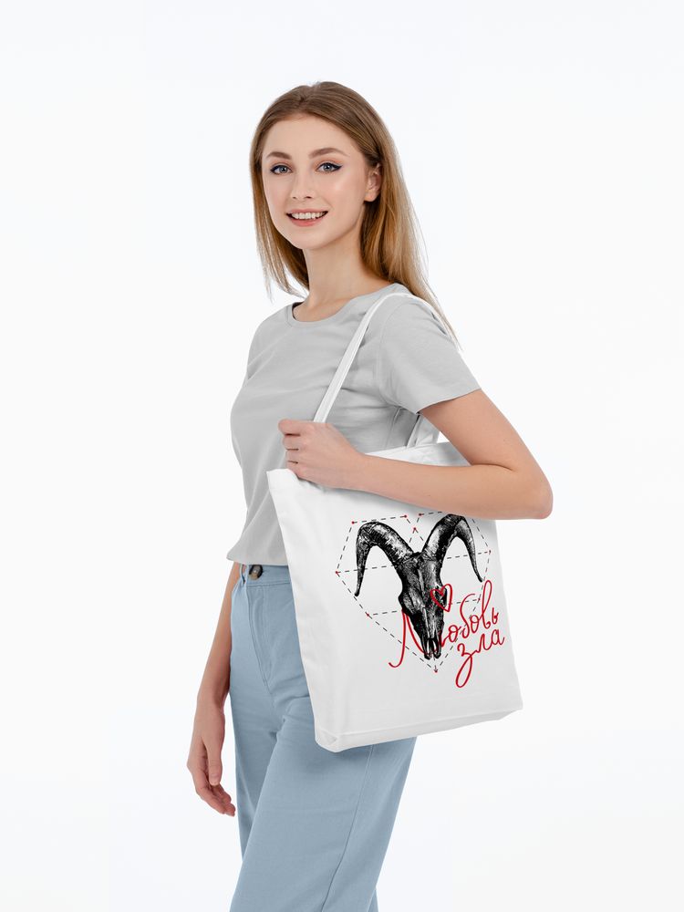 Холщовая сумка «Любовь зла», молочно-белая — изображение 4