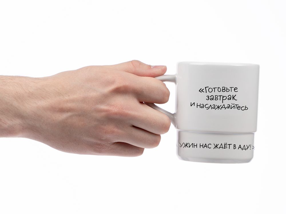 Кружка с силиконовой подставкой «Подтекст. Ужинаем в аду», черная — изображение 6