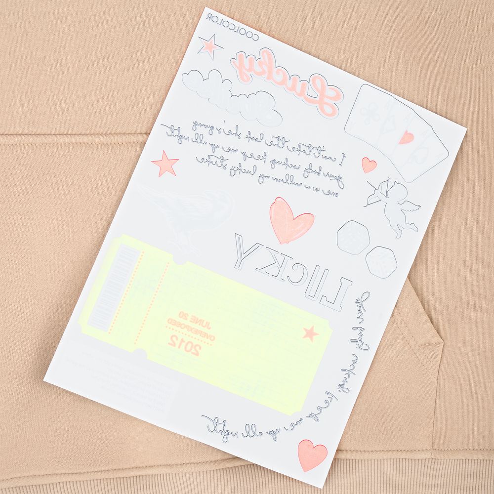 Худи оверсайз с термонаклейками Lucky Strike, бежевое — изображение 3