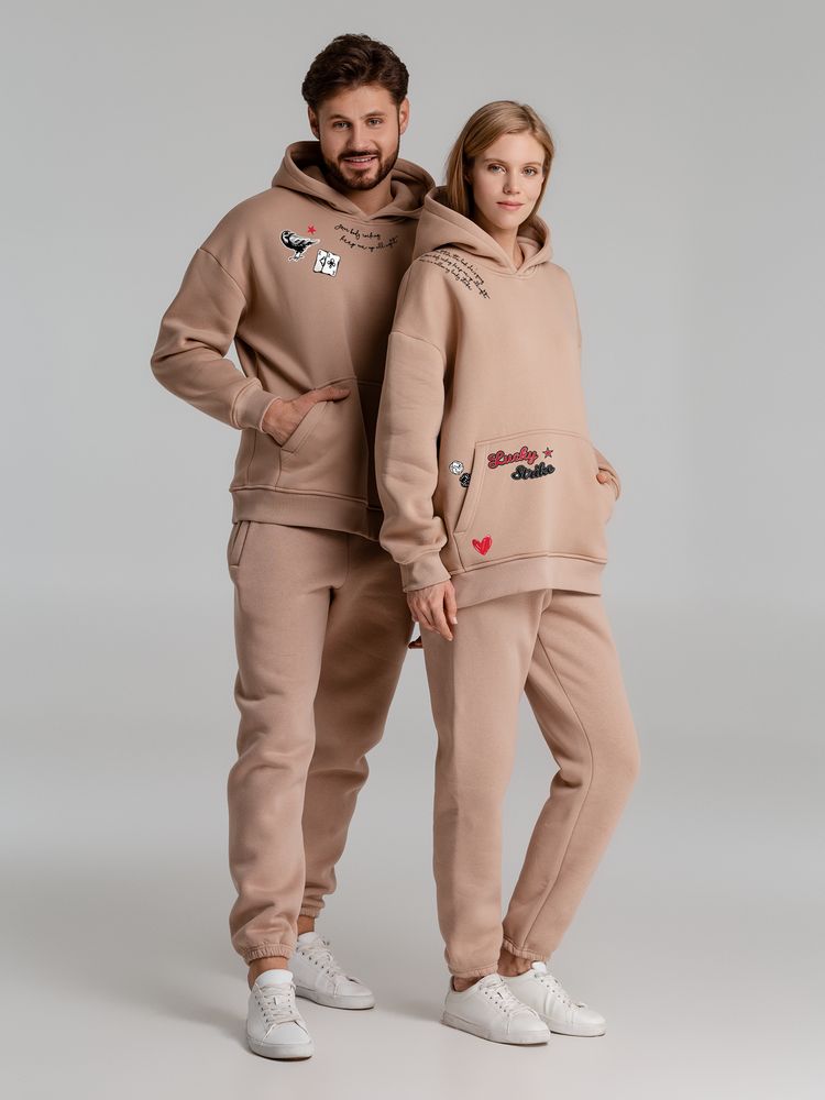 Худи оверсайз с термонаклейками Lucky Strike, бежевое — изображение 9