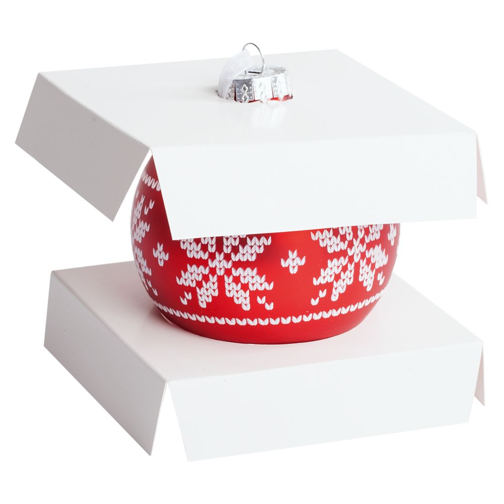 Елочный шар «Скандинавский узор», 8 см, красный — изображение 7