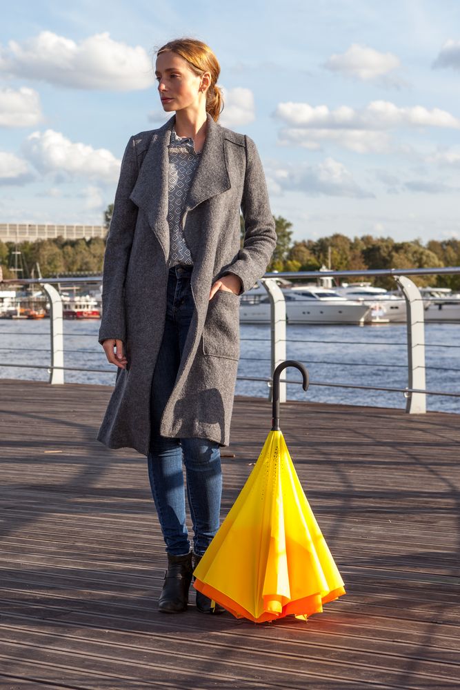 Зонт наоборот Style, трость, черный — изображение 8