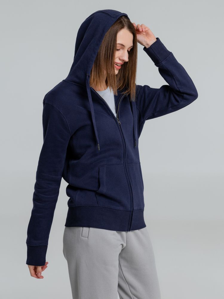 Толстовка на молнии с капюшоном унисекс King, темно-синяя — изображение 6