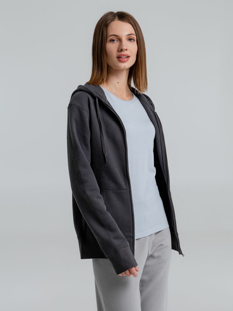 Толстовка на молнии с капюшоном унисекс King, темно-серая — изображение 6