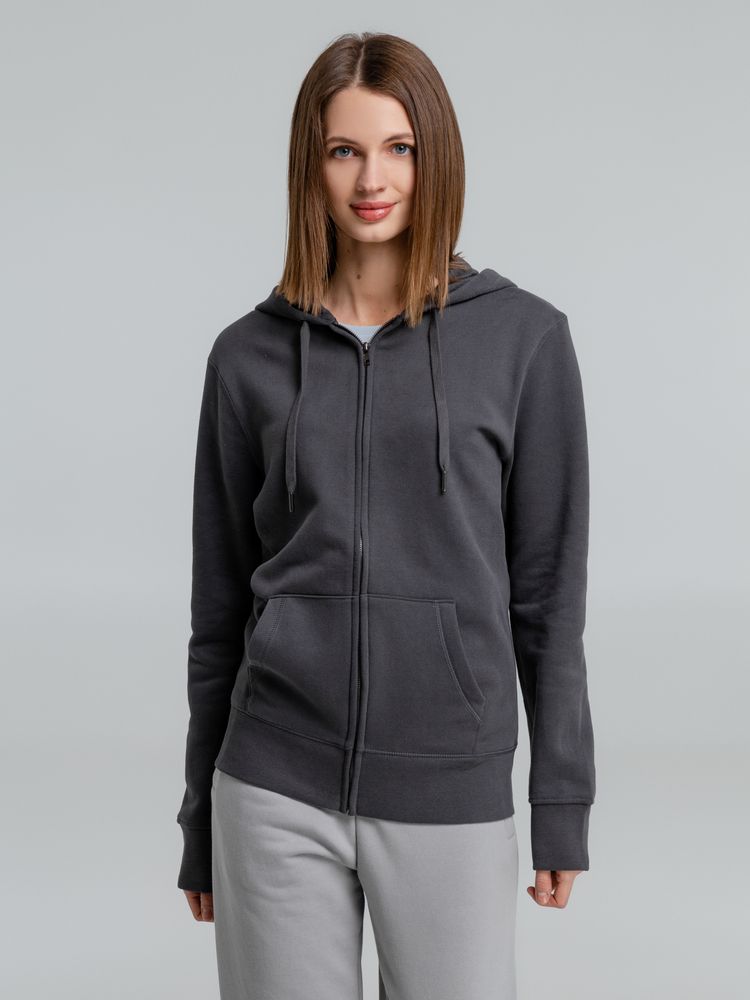 Толстовка на молнии с капюшоном унисекс King, темно-серая — изображение 5