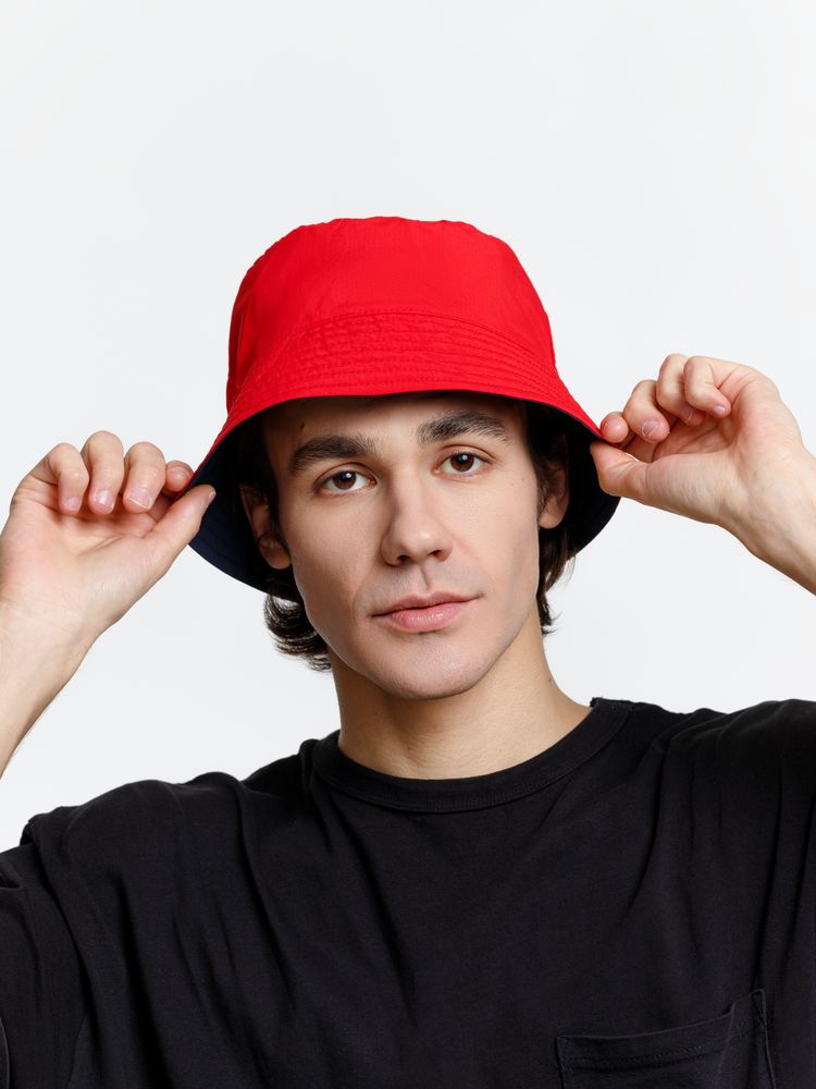 Панама Nylon двусторонняя, темно-синяя с красным — изображение 5