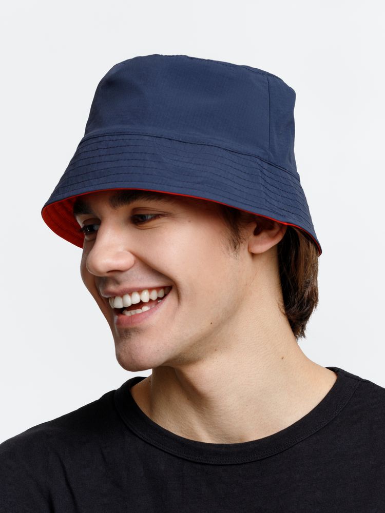 Панама Nylon двусторонняя, темно-синяя с красным — изображение 4