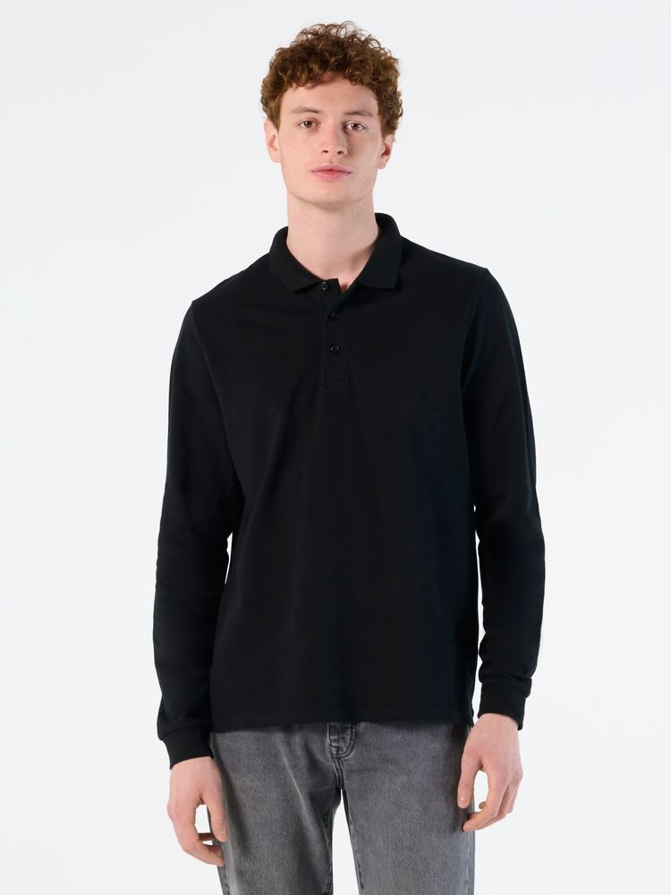 Рубашка поло мужская с длинным рукавом Winter II 210 ярко-синяя — изображение 5