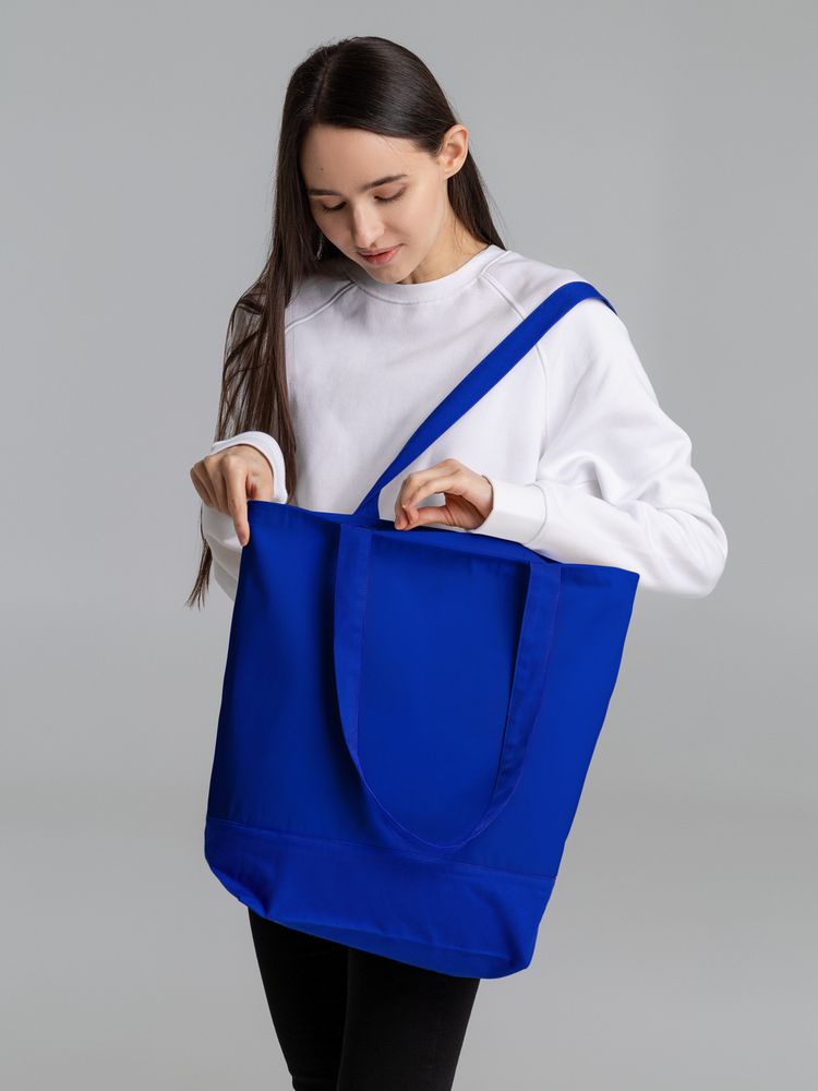 Сумка для покупок на молнии Shopaholic Zip, синяя — изображение 6