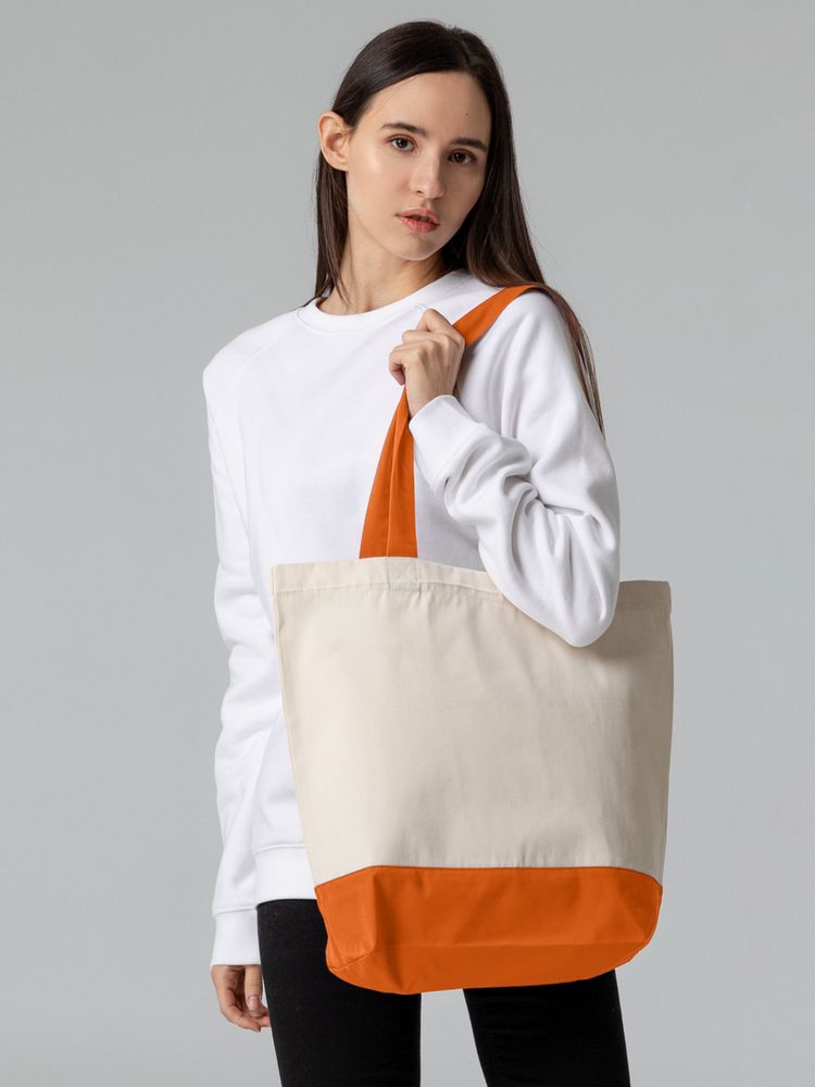 Холщовая сумка Shopaholic, оранжевая — изображение 6