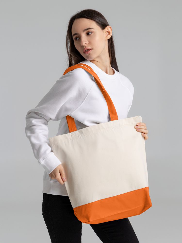 Холщовая сумка Shopaholic, оранжевая — изображение 7