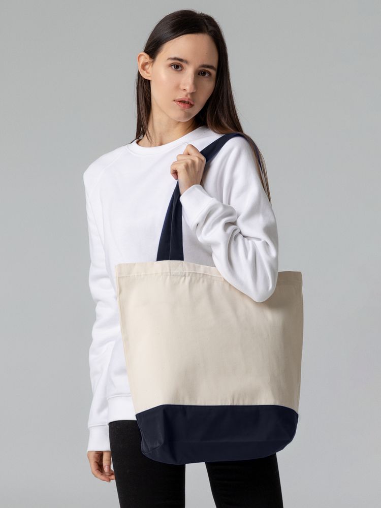 Холщовая сумка Shopaholic, темно-синяя — изображение 6