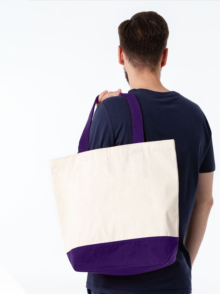 Холщовая сумка Shopaholic, фиолетовая — изображение 8