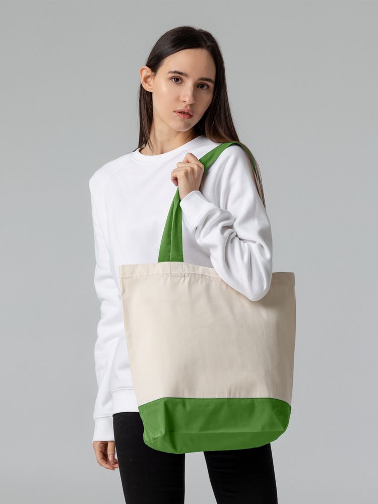 Холщовая сумка Shopaholic, ярко-зеленая — изображение 6