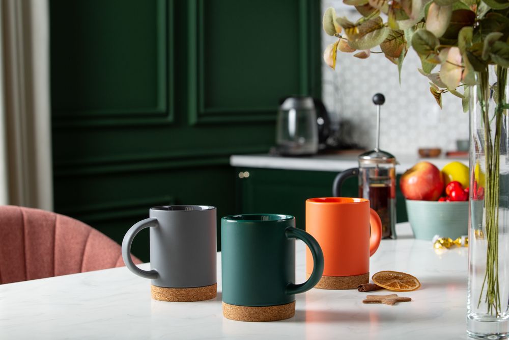 Кружка с пробковой подставкой Corky, оранжевая — изображение 5