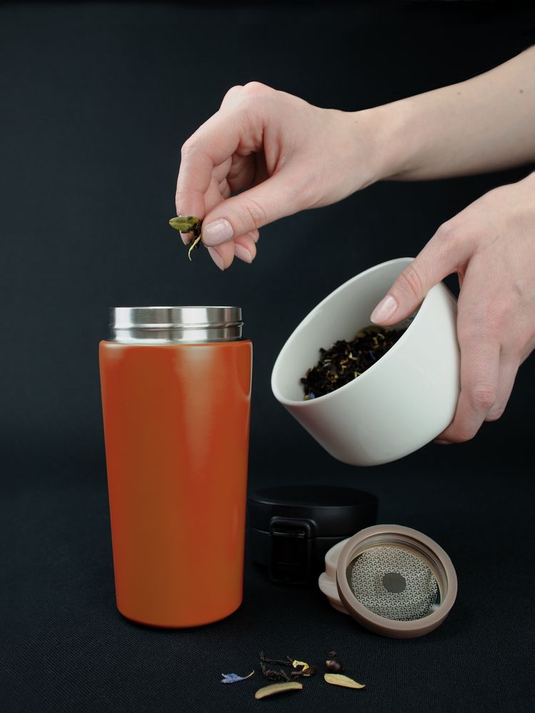 Термостакан с ситечком No Leak Infuser, оранжевый — изображение 11