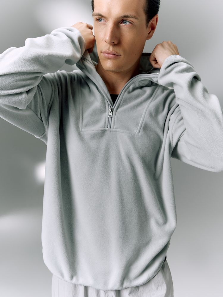 Анорак флисовый унисекс Fliska, светло-серый — изображение 12