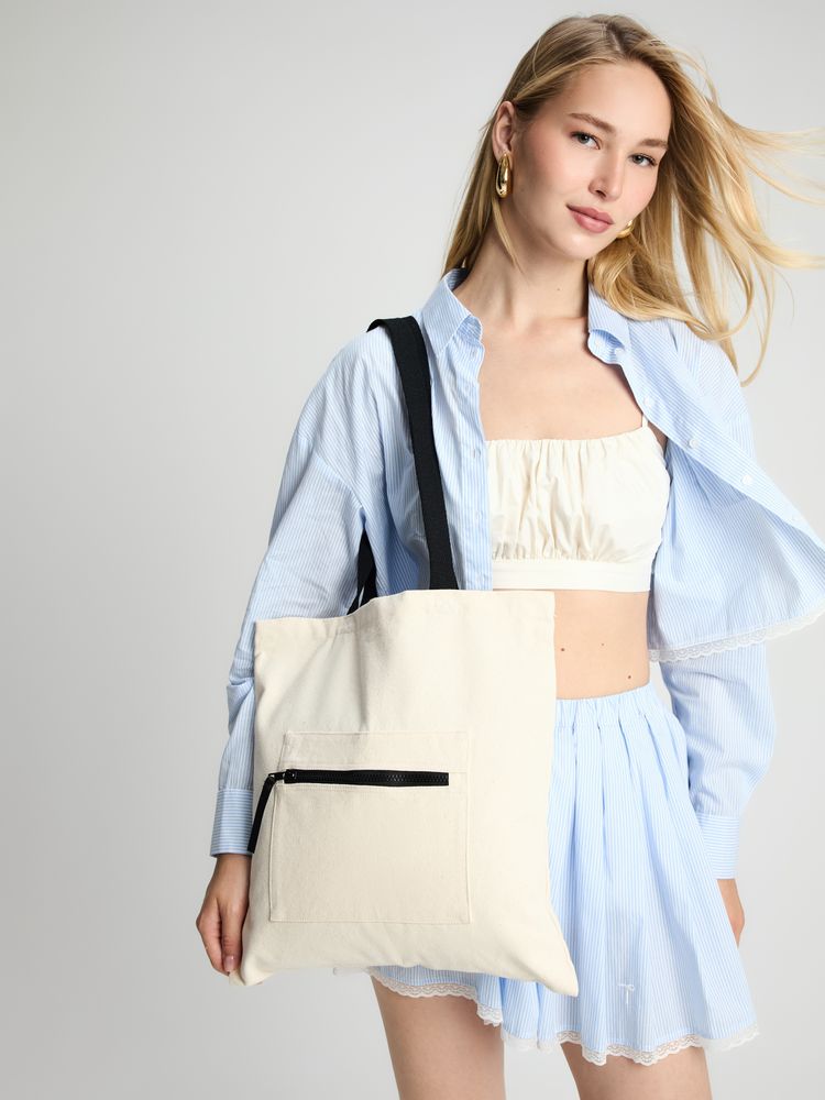 Сумка для покупок Stroll, неокрашенная с черным — изображение 10