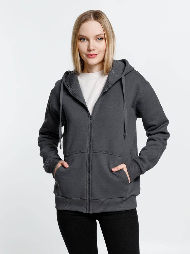 Толстовка на молнии с капюшоном Siverga Heavy 2.0, темно-серая (графит) — изображение 8
