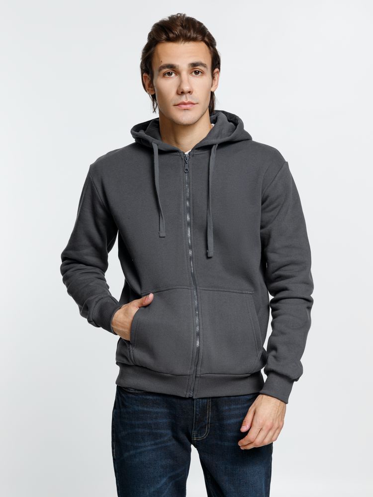 Толстовка на молнии с капюшоном Siverga Heavy 2.0, темно-серая (графит) — изображение 12