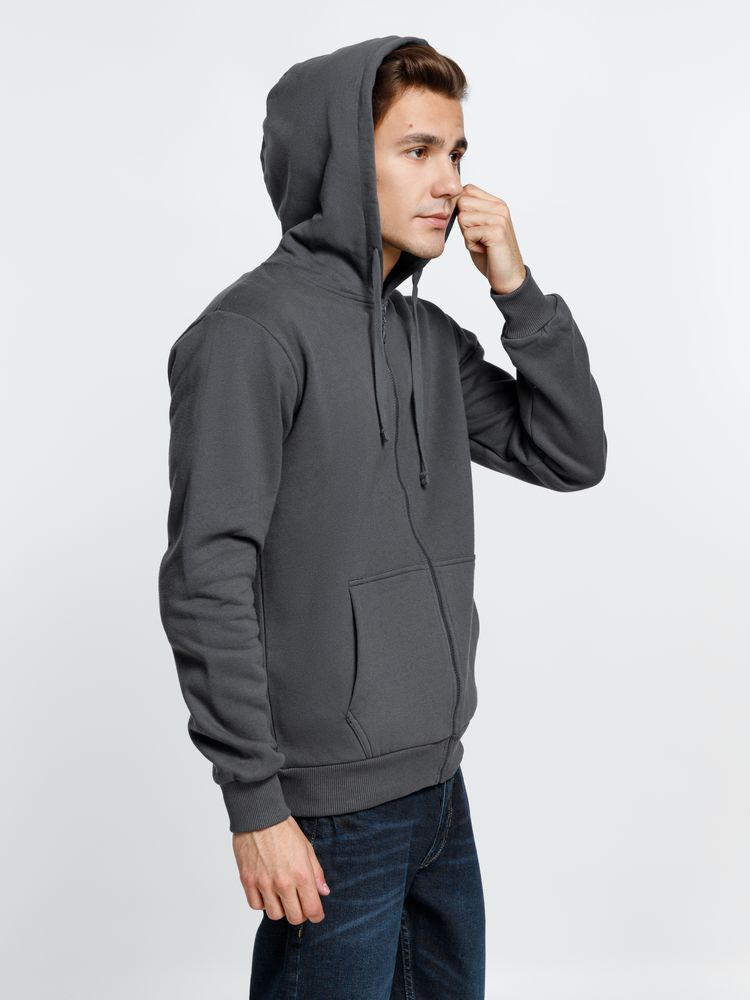 Толстовка на молнии с капюшоном Siverga Heavy 2.0, темно-серая (графит) — изображение 13