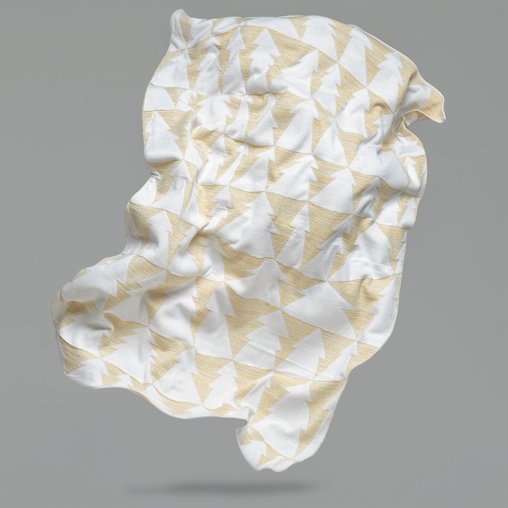 Плед «Танцующий лес», белый с золотистым — изображение 8