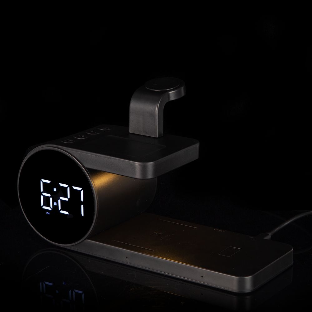 Станция беспроводной зарядки с часами fullStack, черная — изображение 11