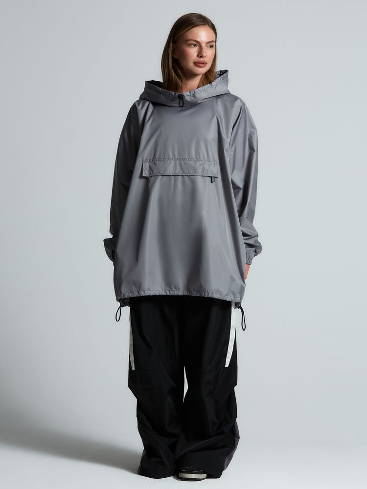 Дождевик-анорак Hard Work, укороченный, серый, единый размер — изображение 9