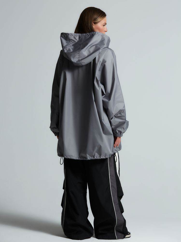 Дождевик-анорак Hard Work, укороченный, серый, единый размер — изображение 11